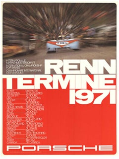 Original Porsche Renn Termine 1971 vintage factory racing poster