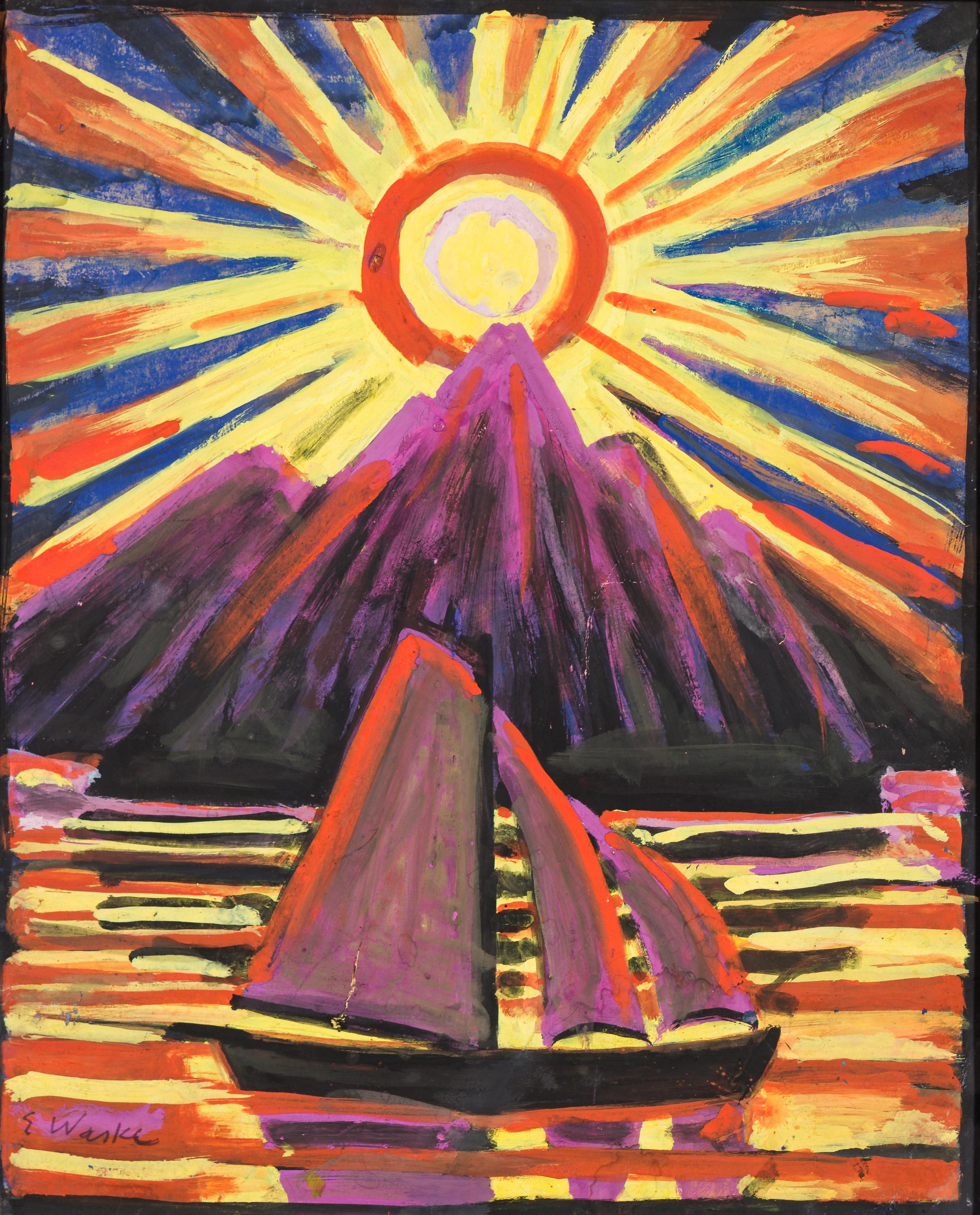 Erich Waske Landscape Painting - Sailboat in the Sunshine