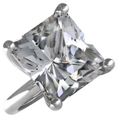 Erich Zimmermann Custom Cut 37.55ct White Topaz Gold One of a Kind Princess Ring