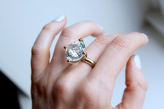 Erich Zimmermann Custom Cut Pale Blue White Topaz Gold Solitaire Princess Ring