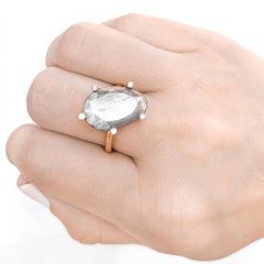 Facettierter Mondstein Weißer Diamant-Ring aus Roségold, Erich Zimmermann