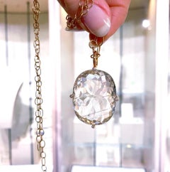 Erich Zimmermann Golden Rutilated Quartz White Diamond Rose Gold Long Necklace