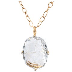 Erich Zimmermann Golden Rutilated Quartz White Diamond Rose Gold Long Necklace