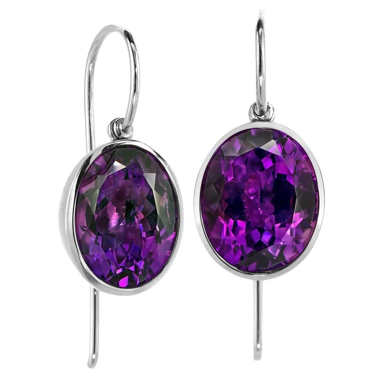 Erich Zimmermann Oval Amethyst White Gold Princess Bowl One of a Kind Earrings