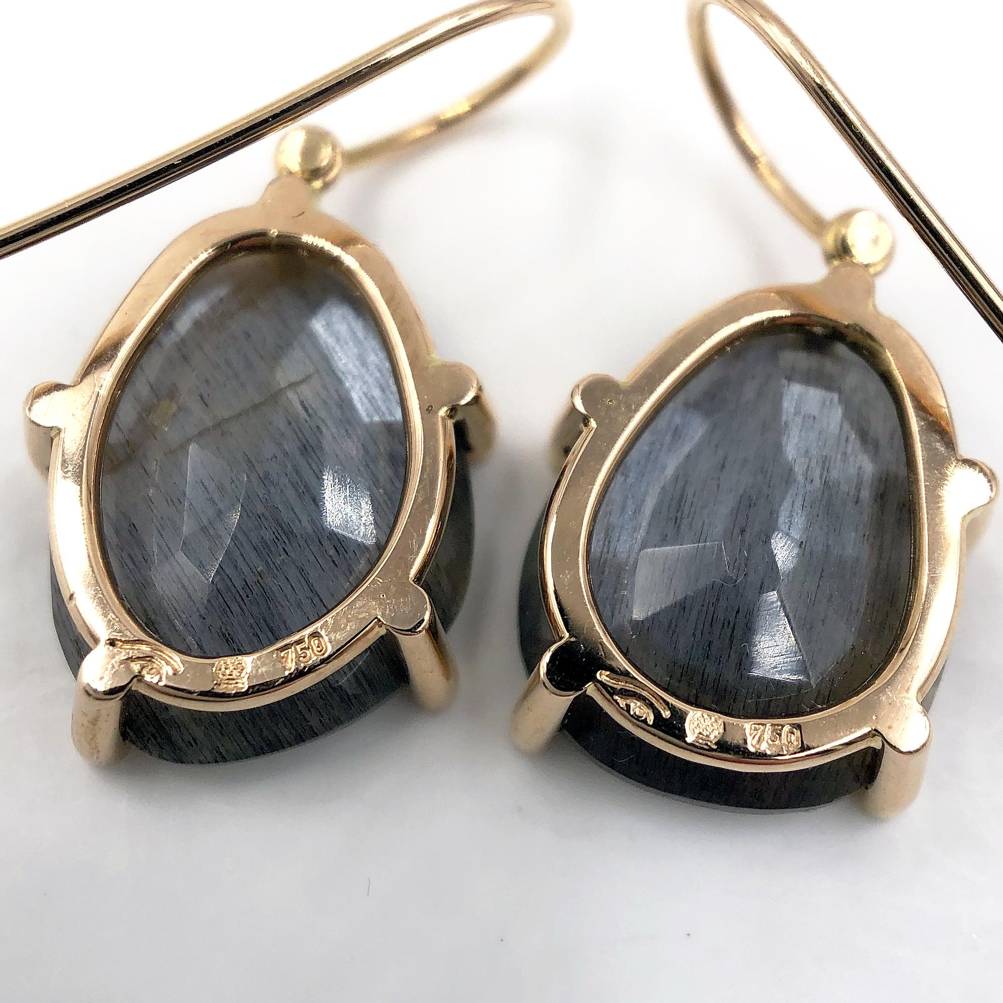 Contemporary Extraordinary Glowing Moonstone White Diamond Gold Earrings, Erich Zimmermann