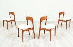 Erick Buch Teak and Leather Dining Chairs for O.D. Møbler