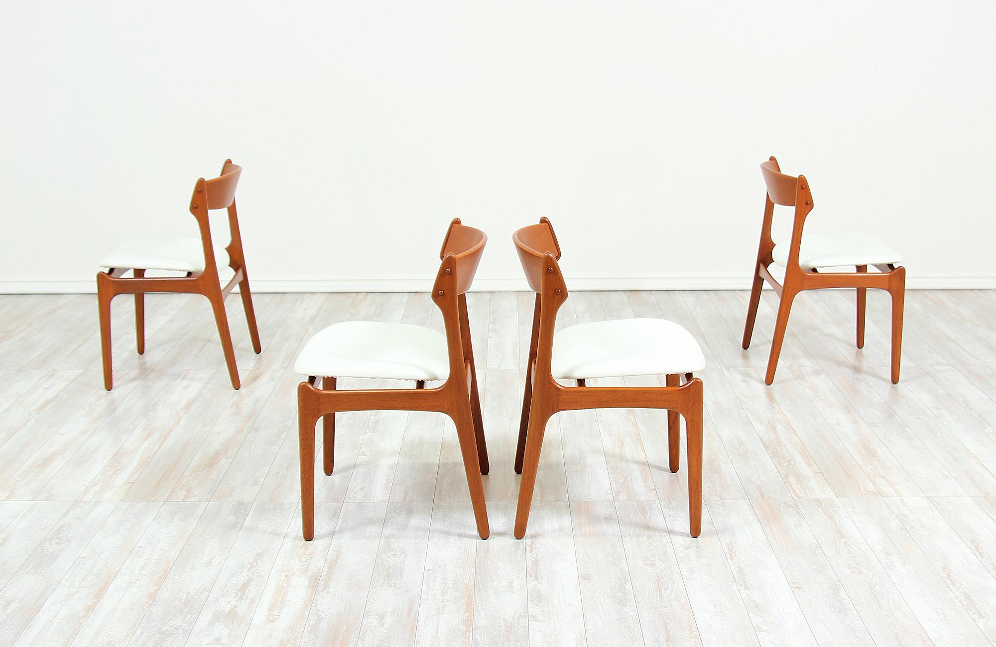 Mid-Century Modern Erick Buch Teak and Leather Dining Chairs for O.D. Møbler