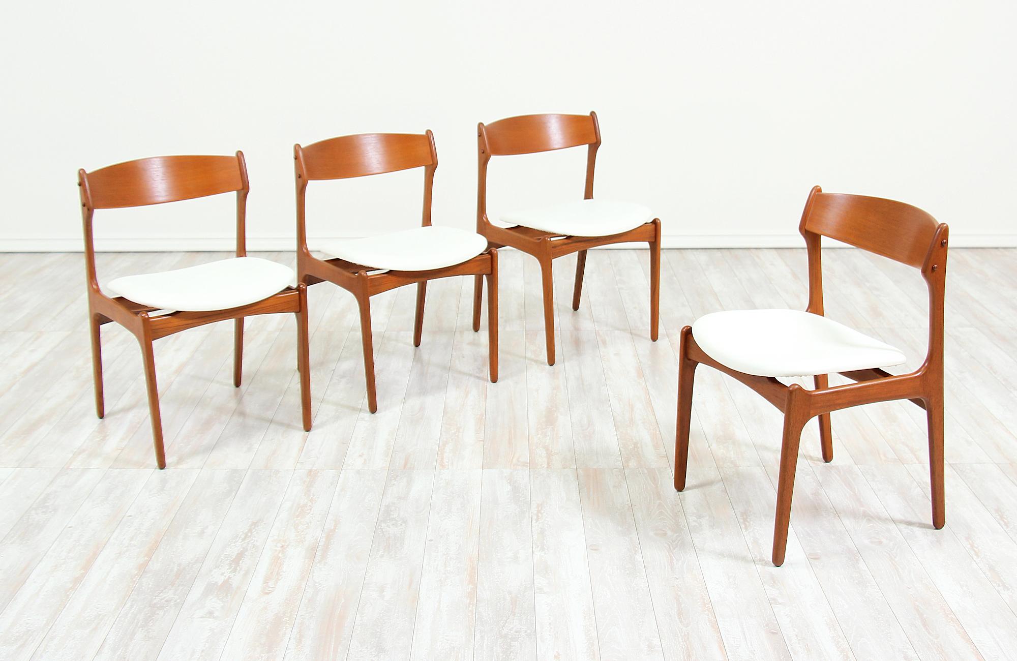 Danish Erick Buch Teak and Leather Dining Chairs for O.D. Møbler