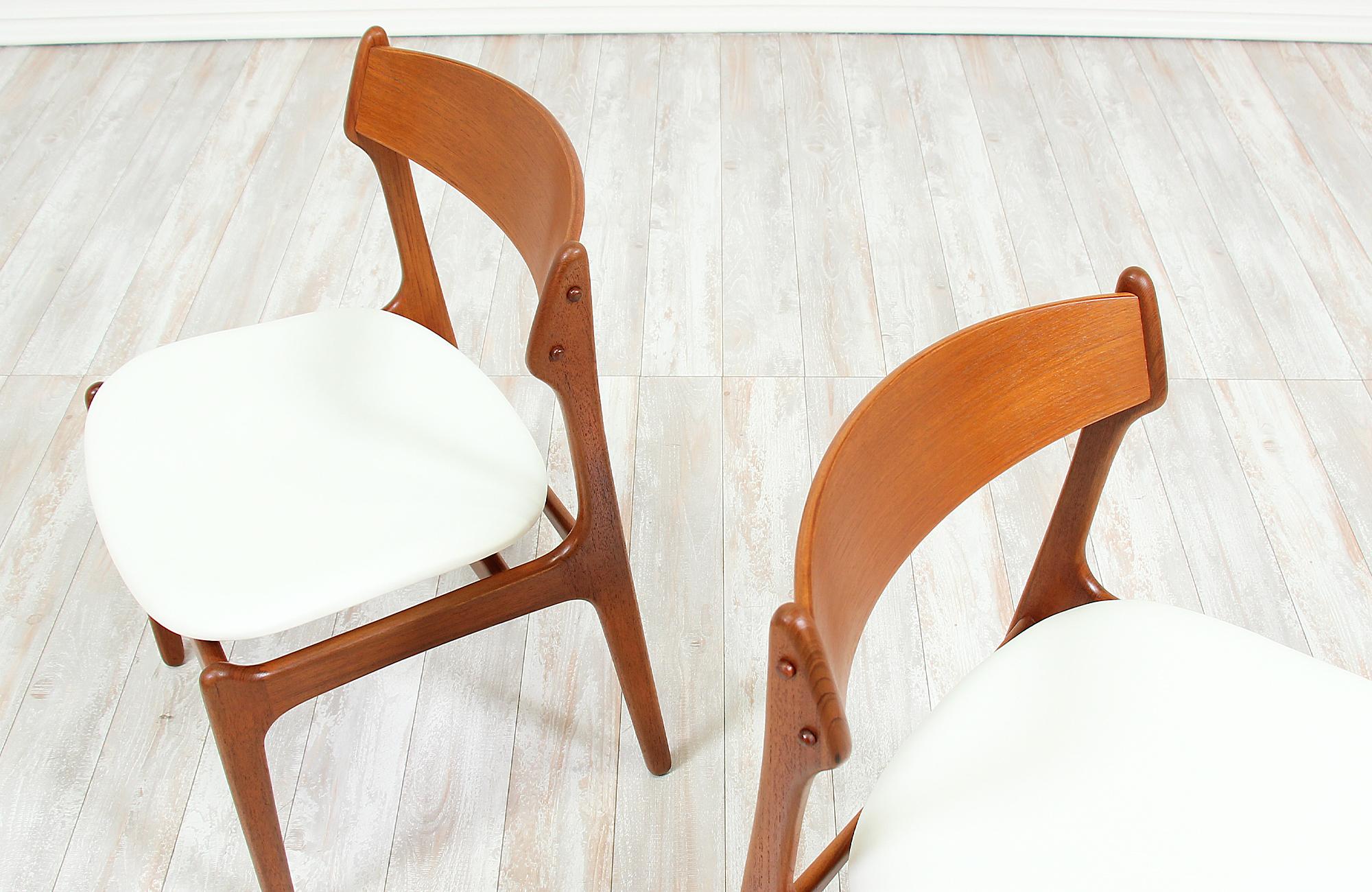 Mid-20th Century Erick Buch Teak and Leather Dining Chairs for O.D. Møbler