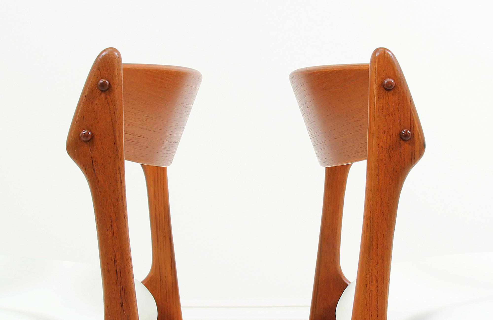 Erick Buch Teak and Leather Dining Chairs for O.D. Møbler 1