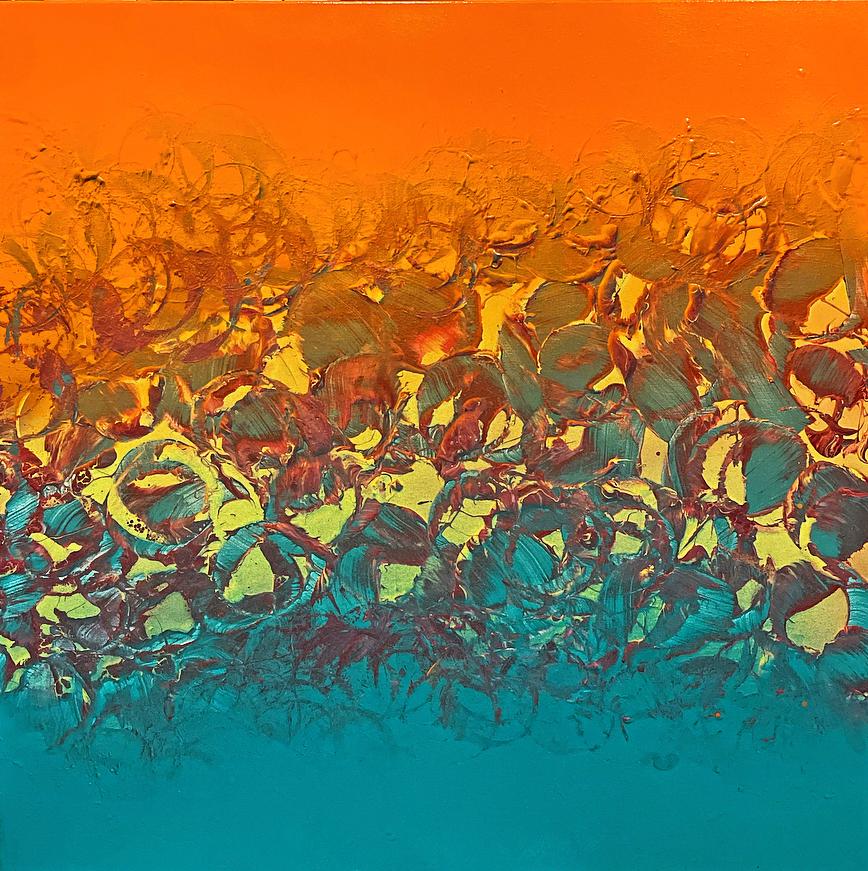 Falling Into an Unmade Bed Spray-paint on canvas Abstract Bues and Whites For Sale 4