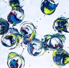 Falling Into an Unmade Bed Spray-paint on canvas Abstract Bues and Whites