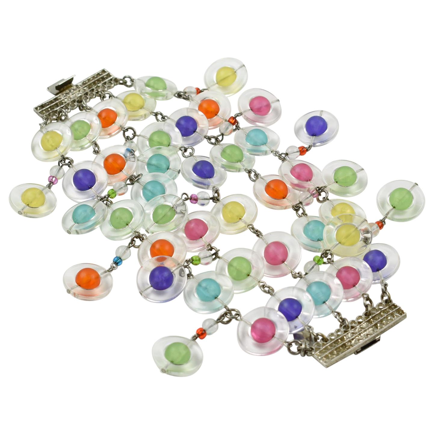Erickson Beamon Multicolor Lucite Link Bracelet with Dangle Charms For Sale