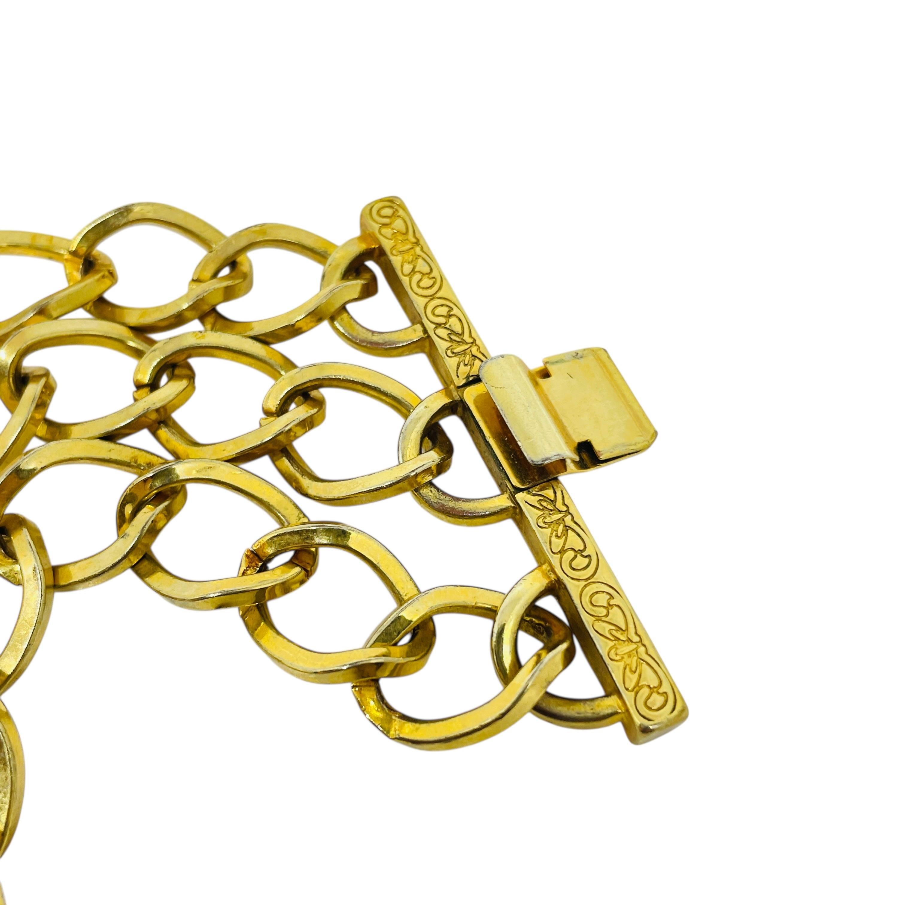 Erickson Beamon signé, verre doré, chaîne massive, bracelet de créateur Unisexe en vente