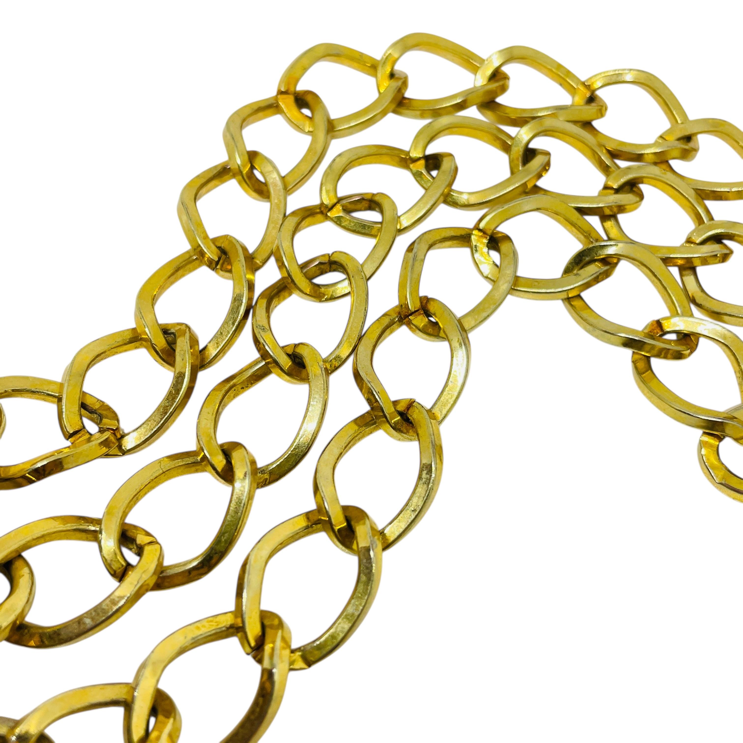 Erickson Beamon signé, verre doré, chaîne massive, bracelet de créateur en vente 1