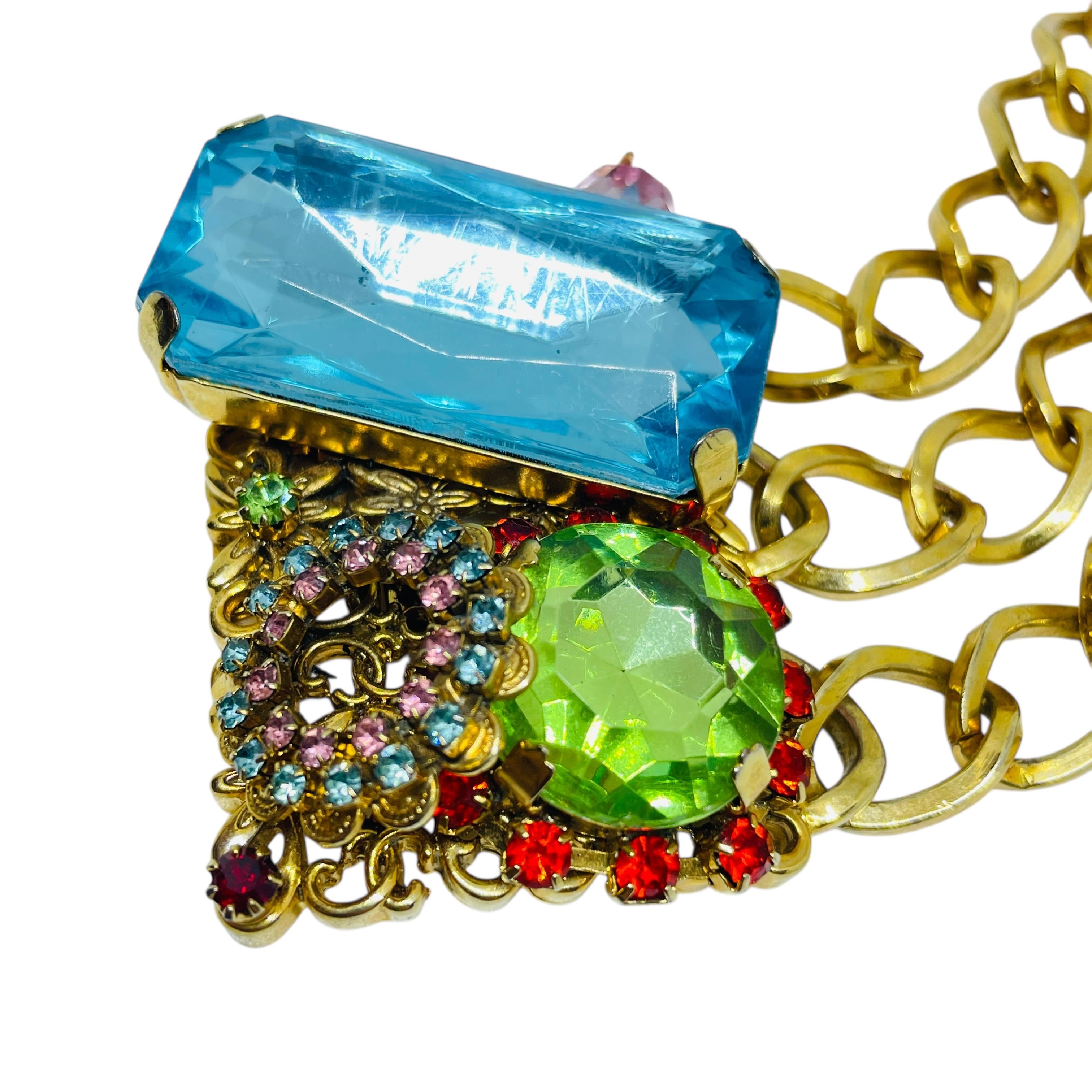 Erickson Beamon signé, verre doré, chaîne massive, bracelet de créateur en vente 2