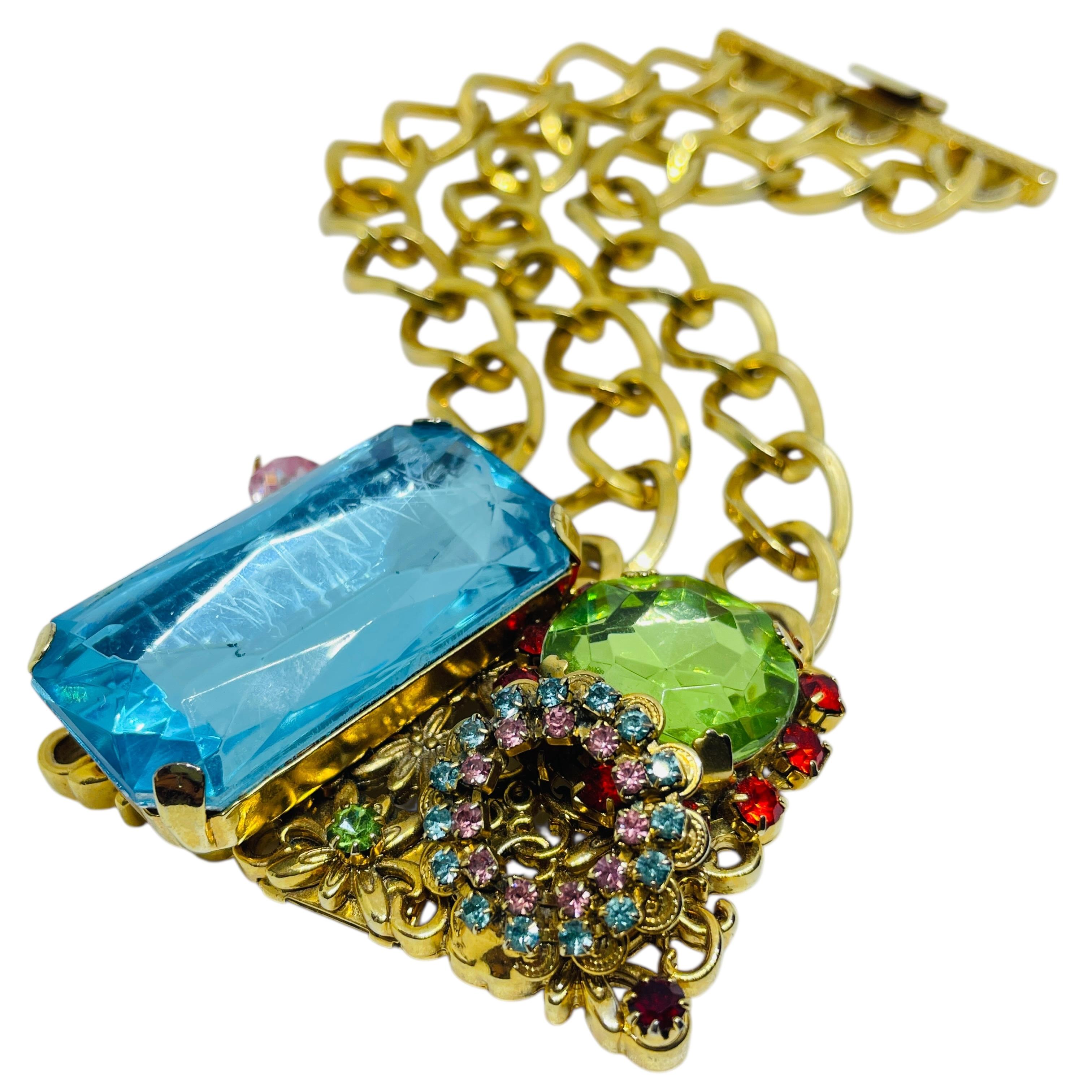 Erickson Beamon signé, verre doré, chaîne massive, bracelet de créateur en vente 3