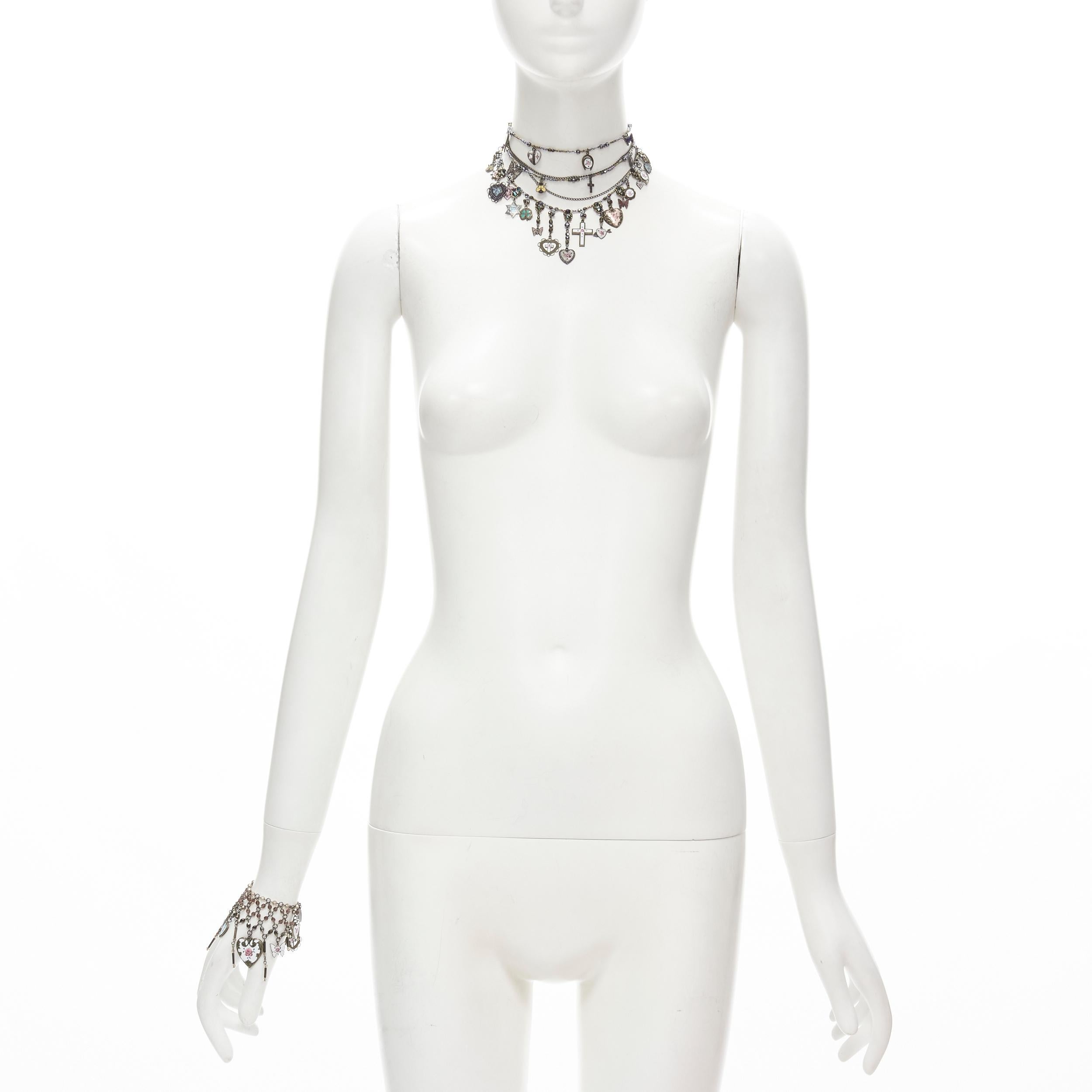 ERICKSON BEAMON Star of David cross heart charm multi choker bracelet set In Good Condition In Hong Kong, NT