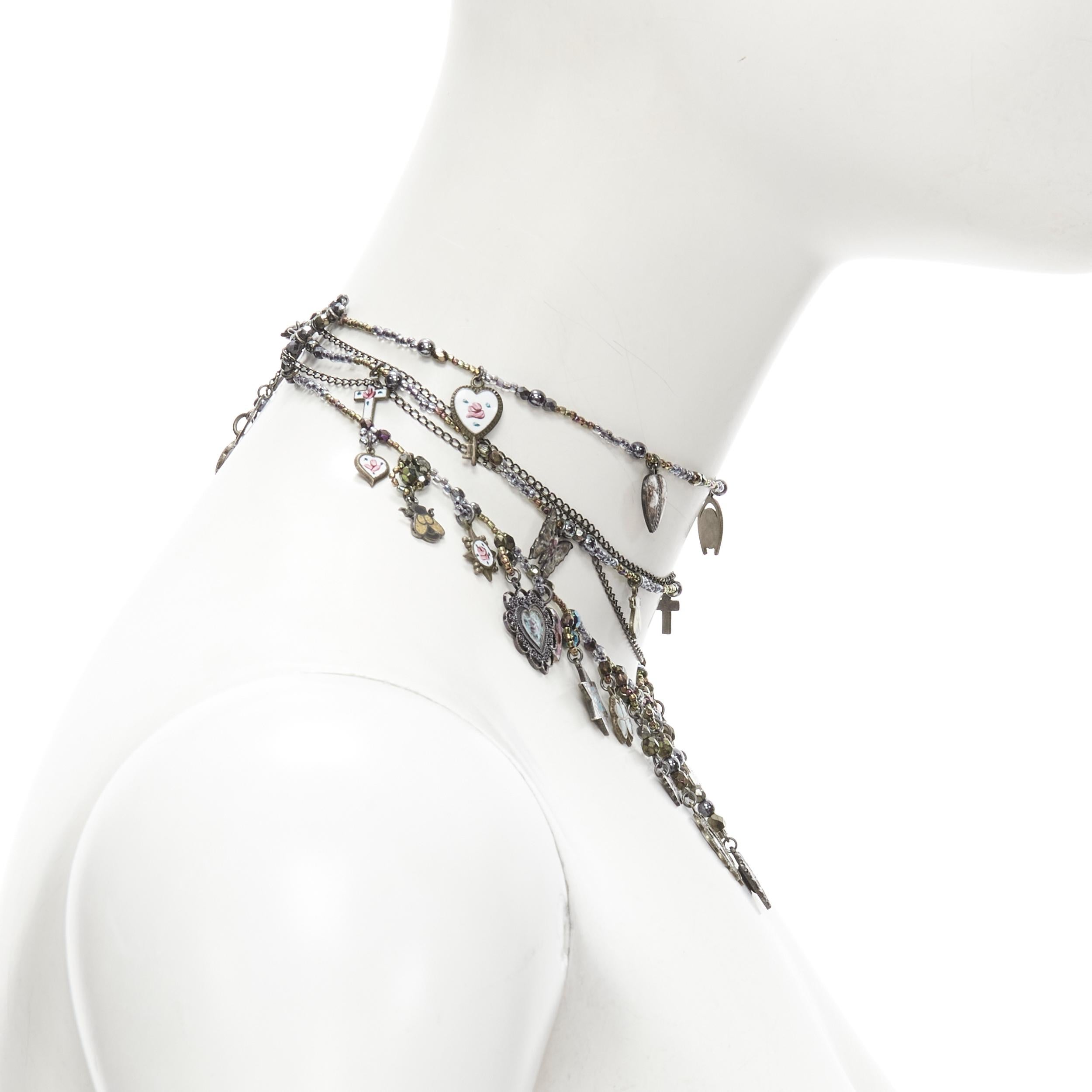 Women's ERICKSON BEAMON Star of David cross heart charm multi choker bracelet set For Sale