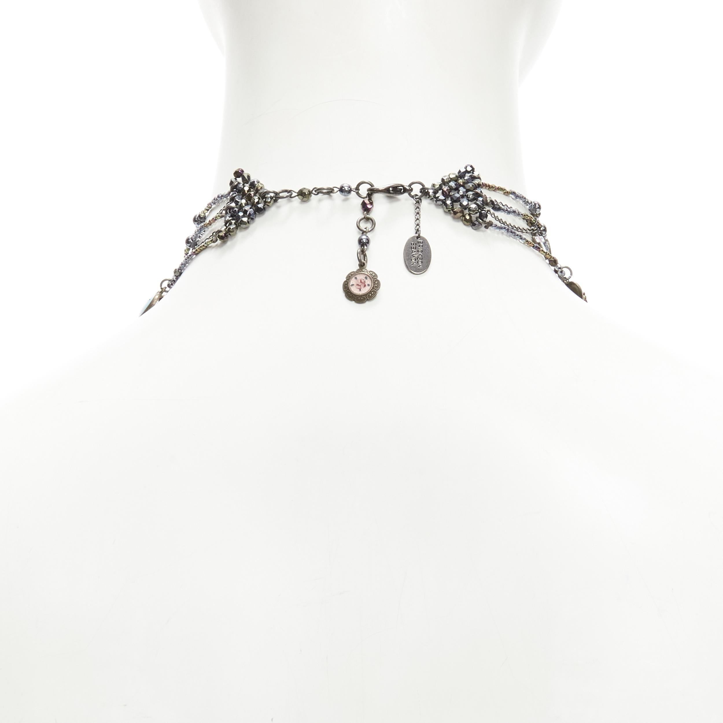 ERICKSON BEAMON Star of David cross heart charm multi choker bracelet set 2