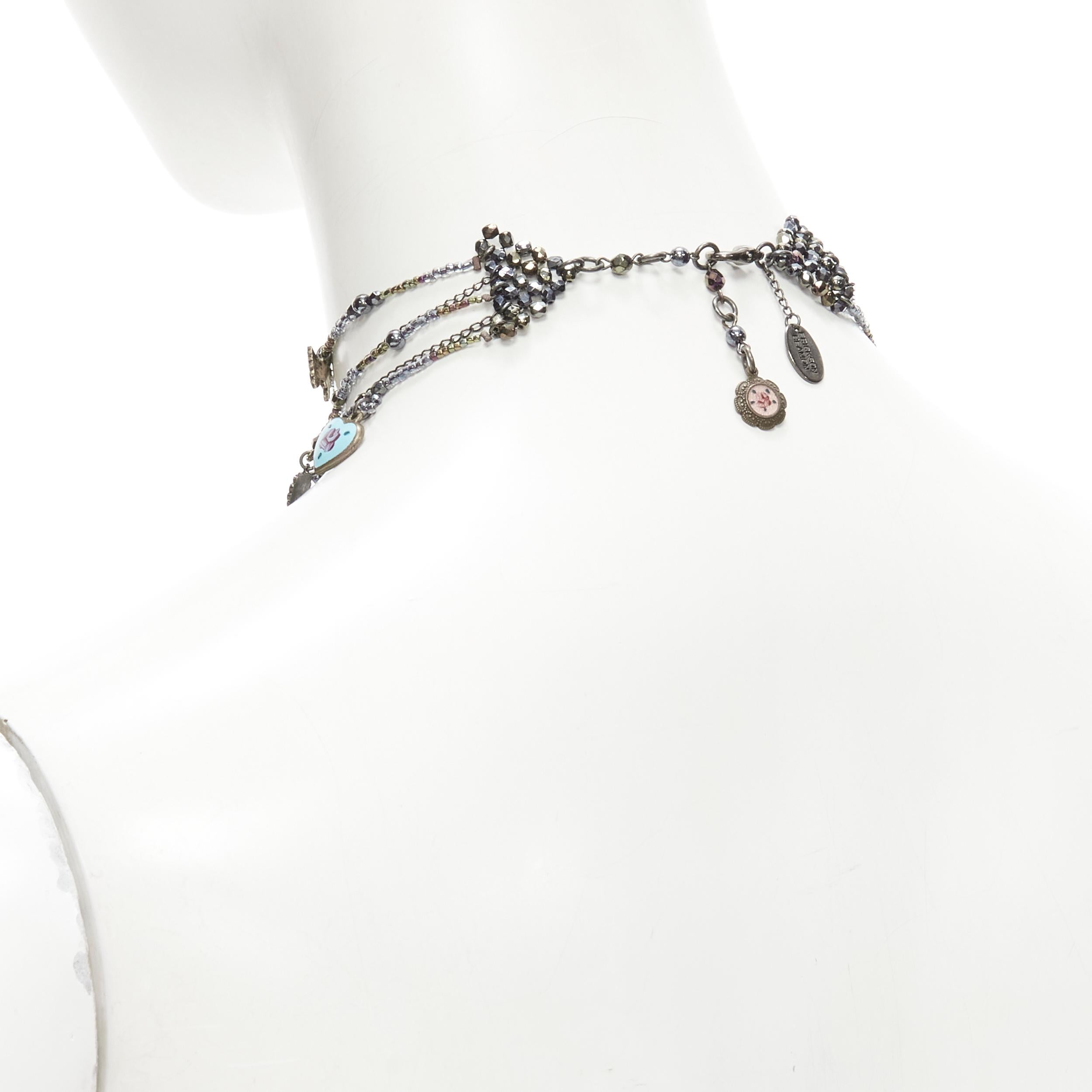 Erickson Beamon Star Of David Cross Heart Charm Multi Choker Bracelet Set en vente 3