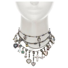 ERICKSON BEAMON Star of David cross heart charm multi choker bracelet set