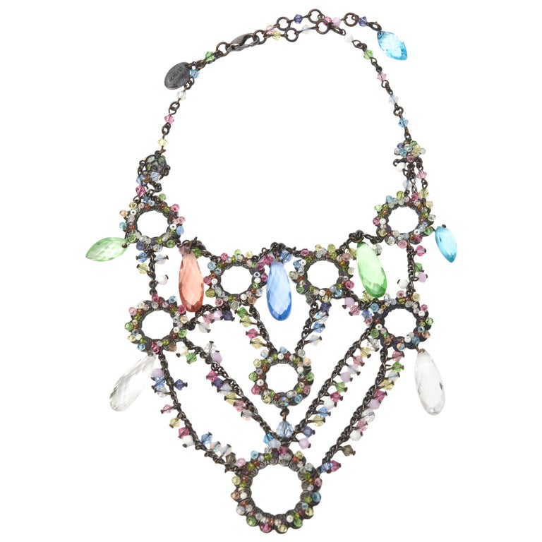 Erickson Beamon Swarovski Crystals Tiered Collar Bib Necklace For Sale