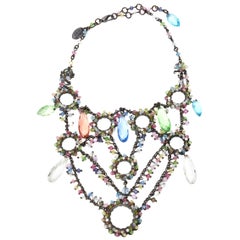 Erickson Beamon Swarovski Turquoise & Green Crystals Tiered Collar Bib Necklace