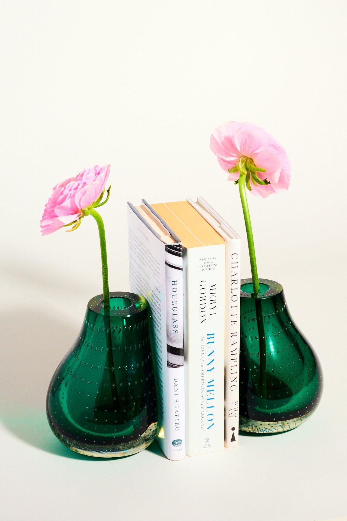 Erickson Emerald Bubble Glass Vase Bookends 1