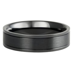 Ericson : Black Titanium Comfort Fit Wedding Band W/ Grooved Edges
