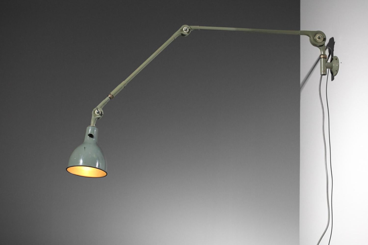 Ericsson 60s Swedish industrial lamp in bluish-grey metal - H686 For Sale 3