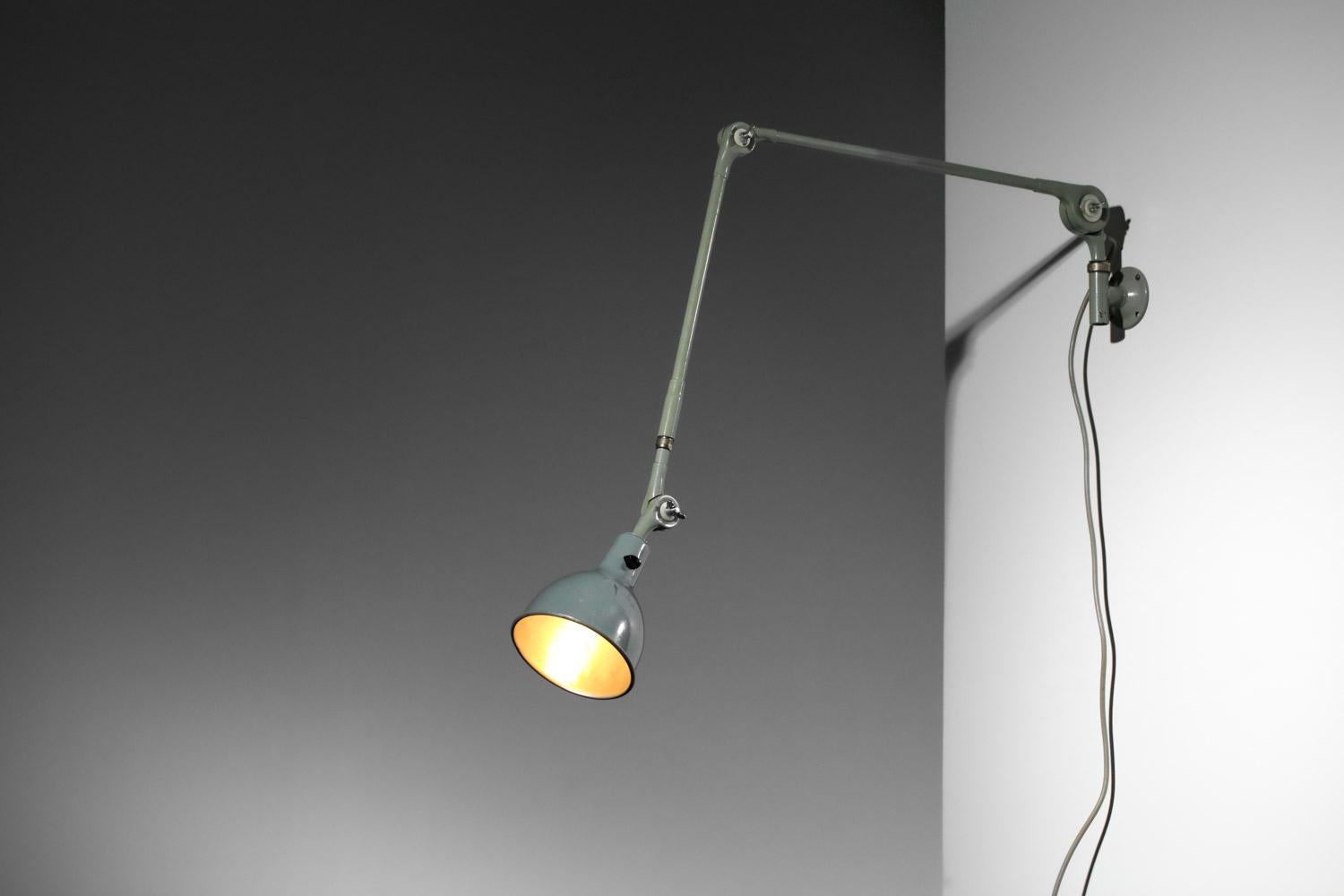 Industrial Ericsson 60s Swedish industrial lamp in bluish-grey metal - H686 For Sale