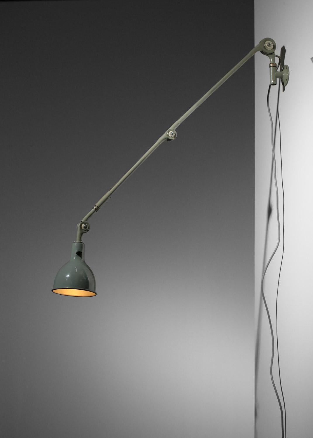 Ericsson 60s Swedish industrial lamp in bluish-grey metal - H686 For Sale 2