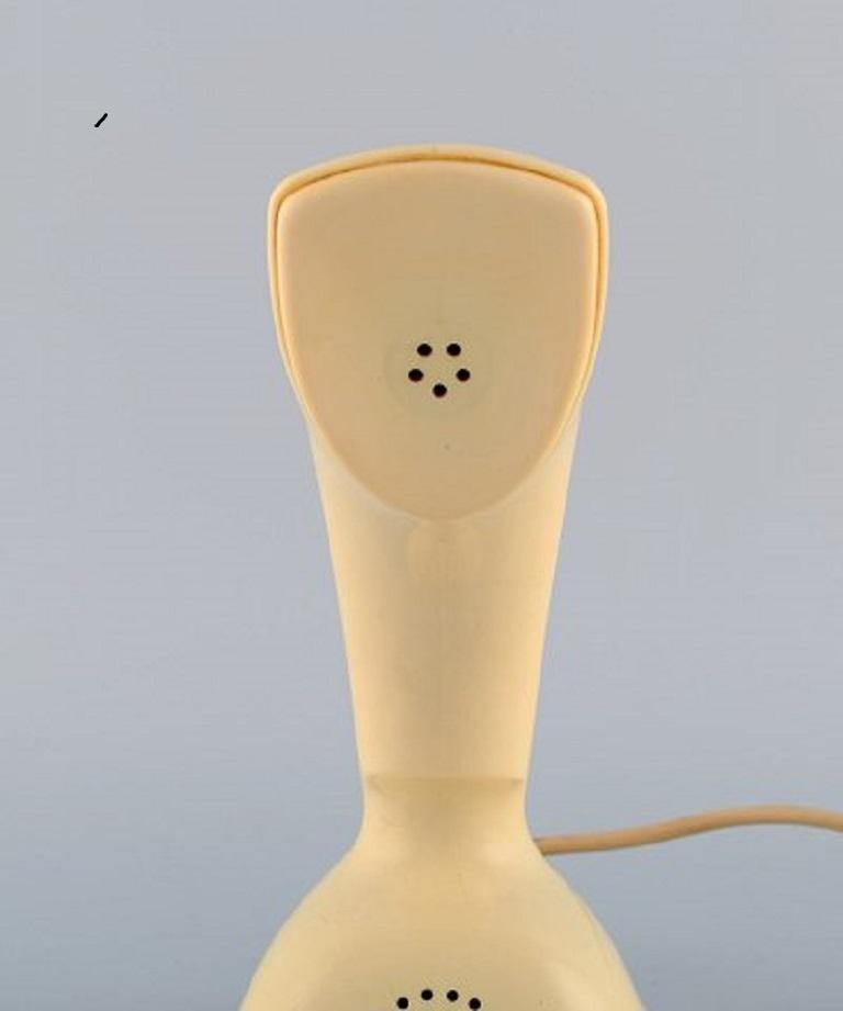 Scandinavian Modern Ericsson Cobra Phone in Cream-Colored Plastic with Turntable at the Bottom For Sale