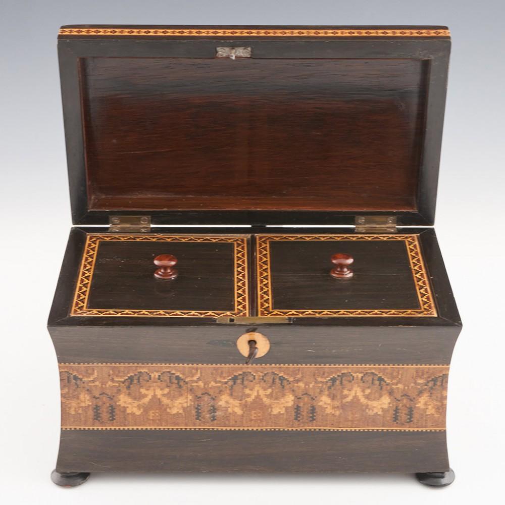 Eridge Castle Tunbridge Ware Tea Caddy c1860 In Good Condition For Sale In Tunbridge Wells, GB