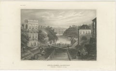 Erie Canal Lockport New York – Antique Canal Engineering Steel Engraving, 1854