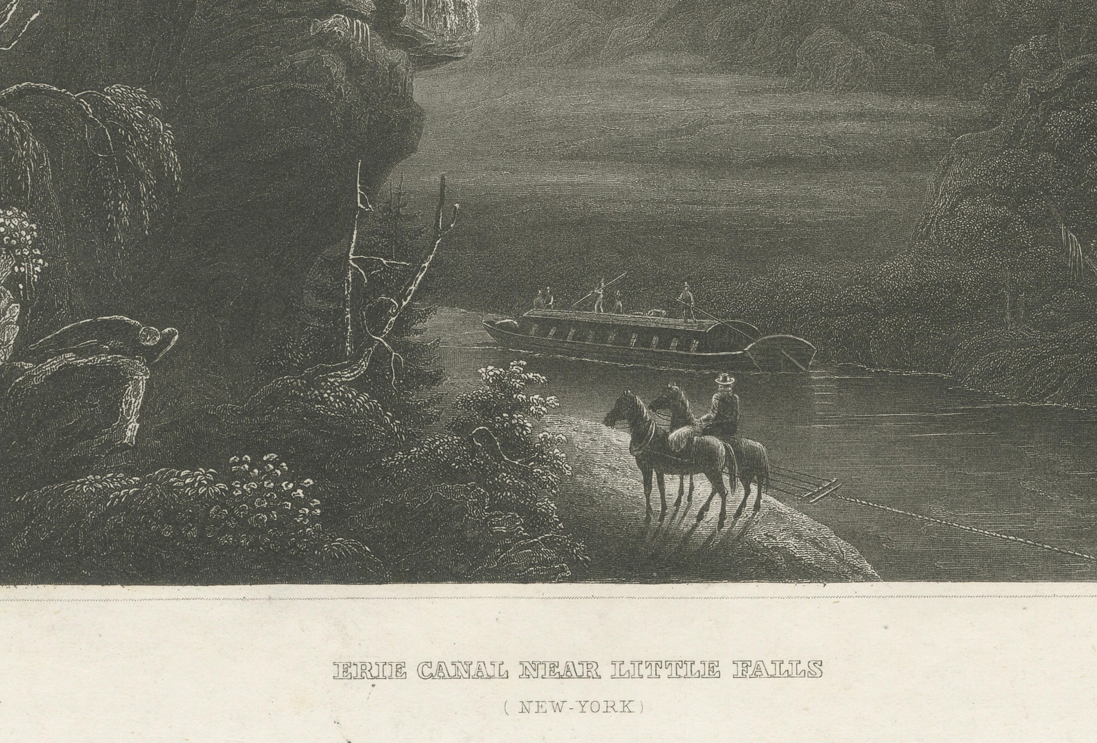 Erie Canal Near Little Falls, New York – Antique American Landscape Print, 1850