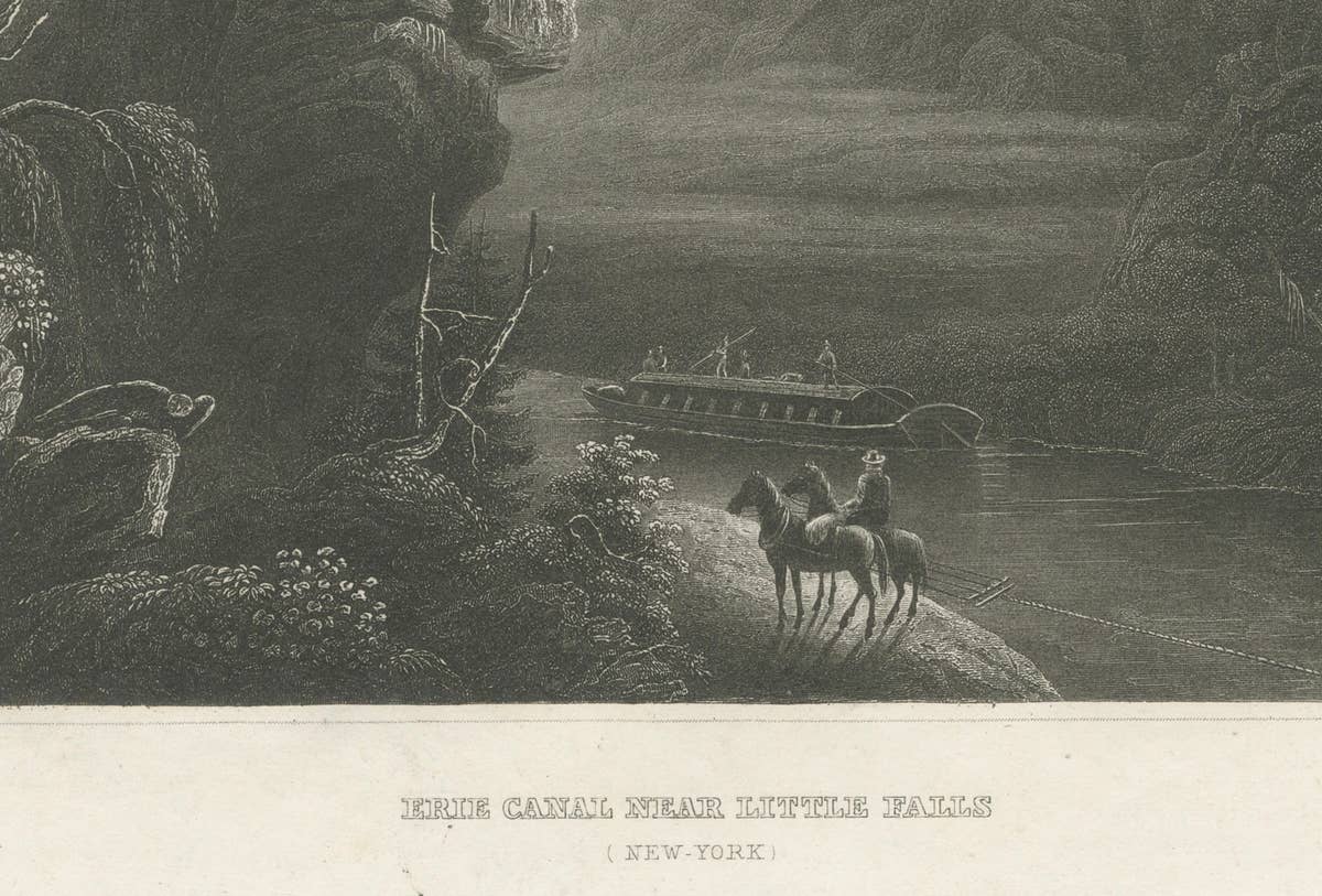 Erie Canal Near Little Falls, New York – Antique American Landscape Print, 1850