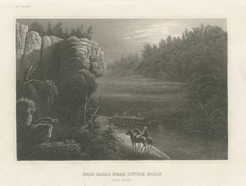 Erie Canal Near Little Falls, New York – Antique American Landscape Print, 1850
