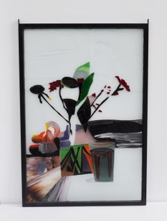 Scandinavian Stained Glass Window, "Arrangement of flower vase"