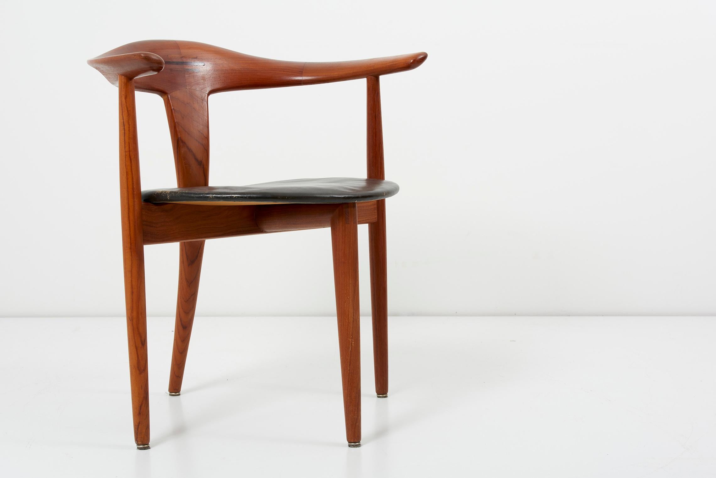 Erik Andersen & Palle Pedersen Chair in Teak, Leather for Randers, Denmark 1960s 4