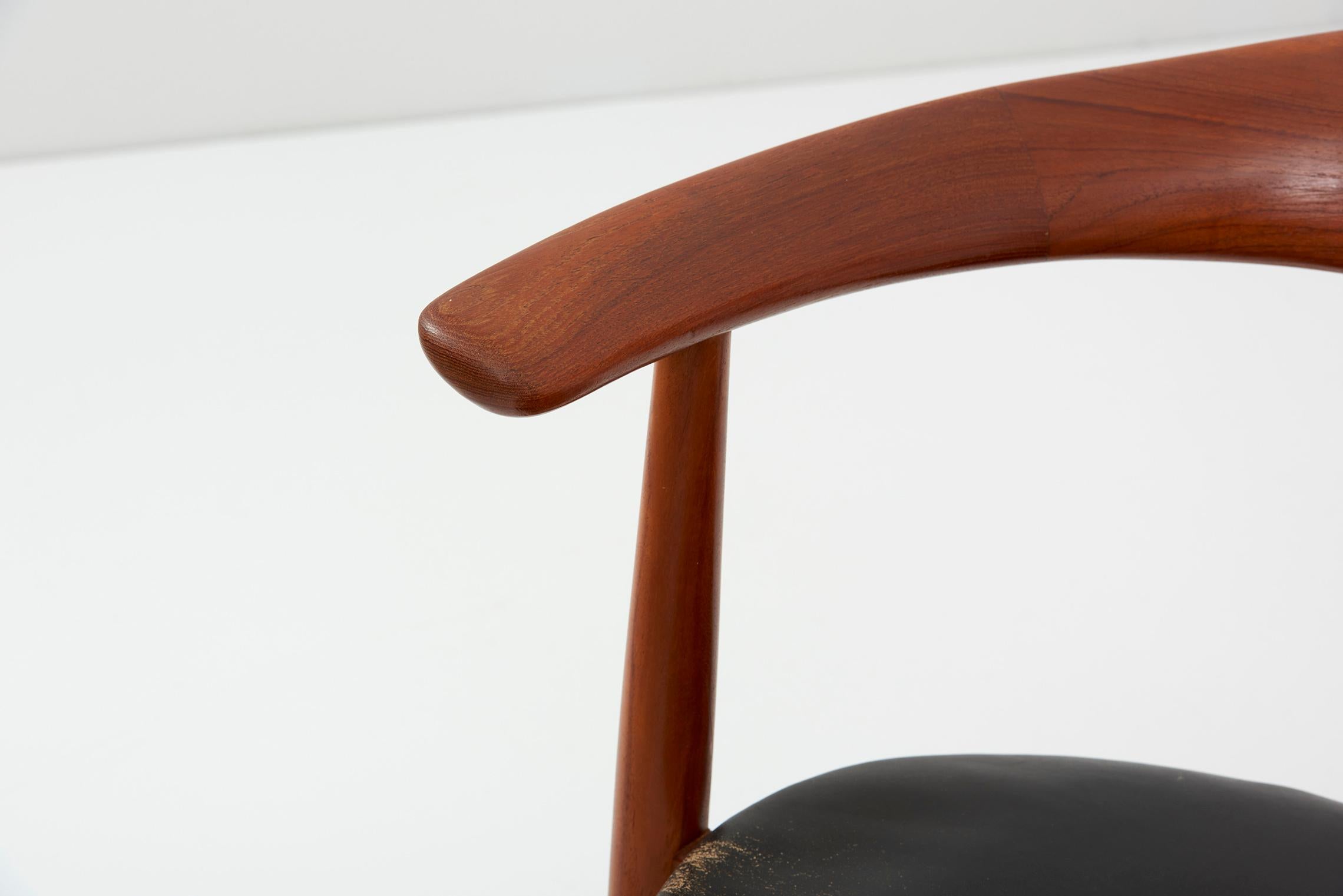 Erik Andersen & Palle Pedersen Chair in Teak, Leather for Randers, Denmark 1960s 6