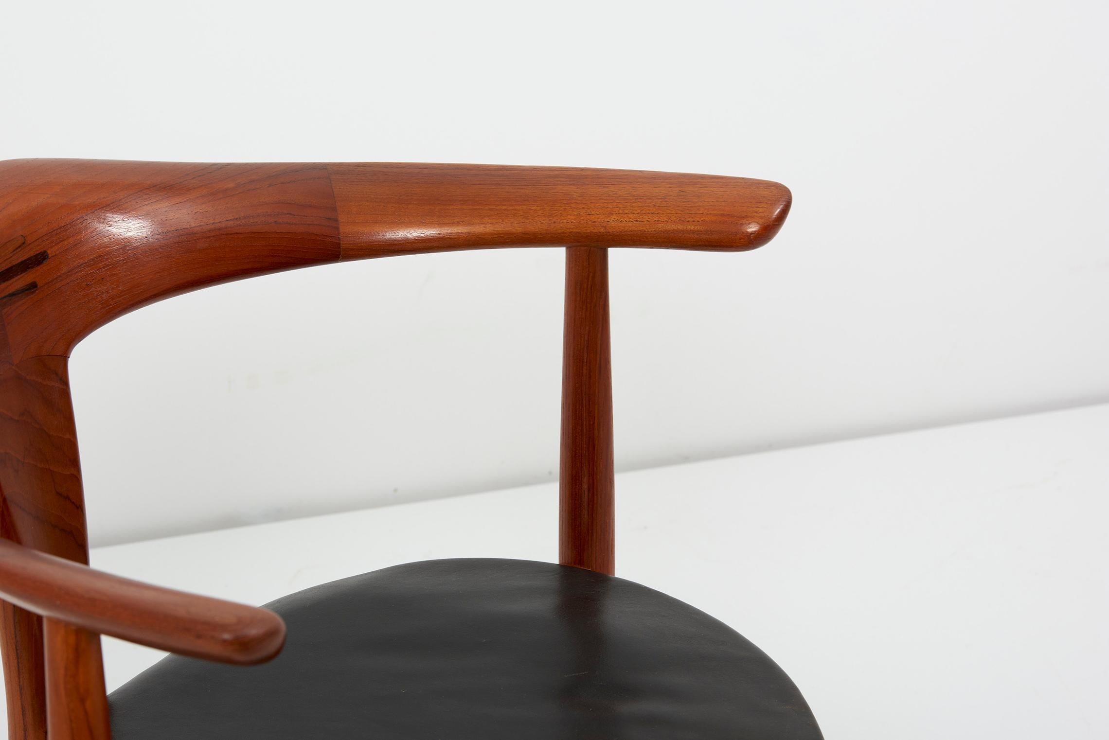 Erik Andersen & Palle Pedersen Chair in Teak, Leather for Randers, Denmark 1960s 8