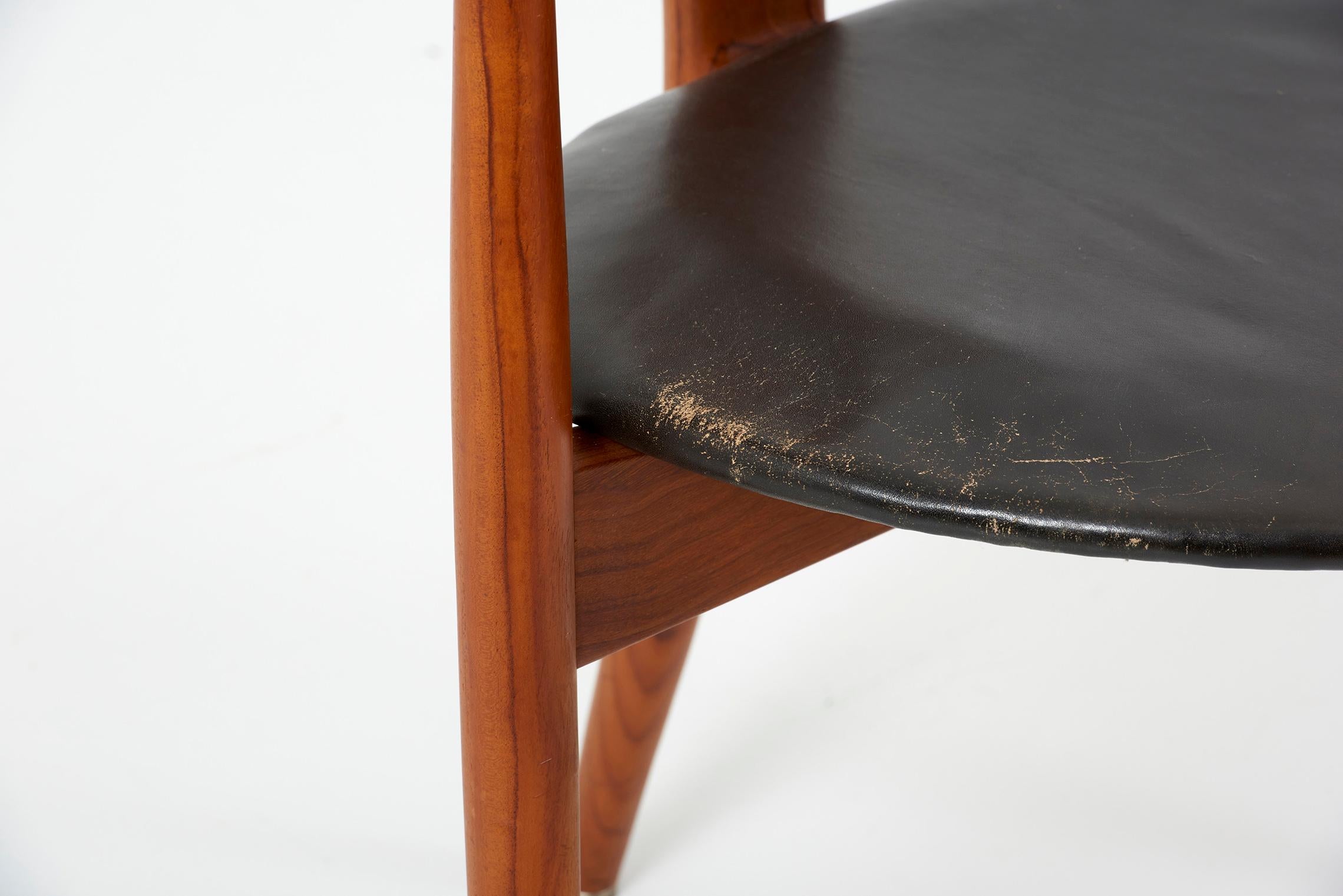 Erik Andersen & Palle Pedersen Chair in Teak, Leather for Randers, Denmark 1960s 9