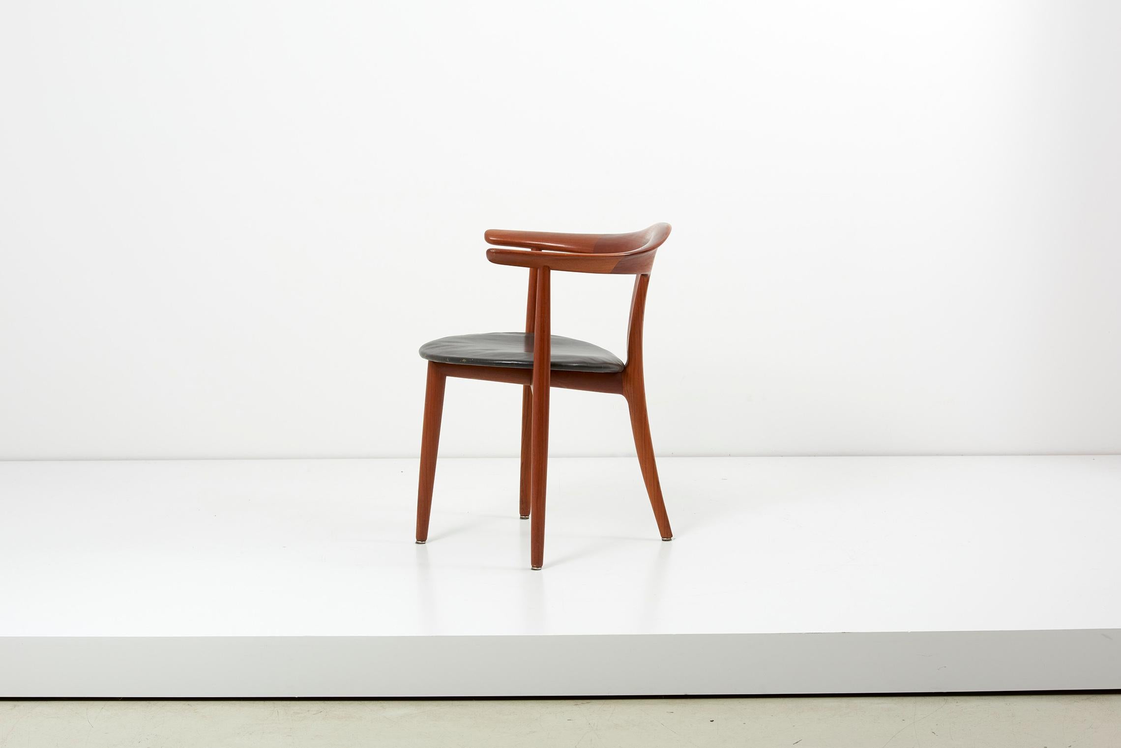 Mid-Century Modern Erik Andersen & Palle Pedersen Chair in Teak, Leather for Randers, Denmark 1960s