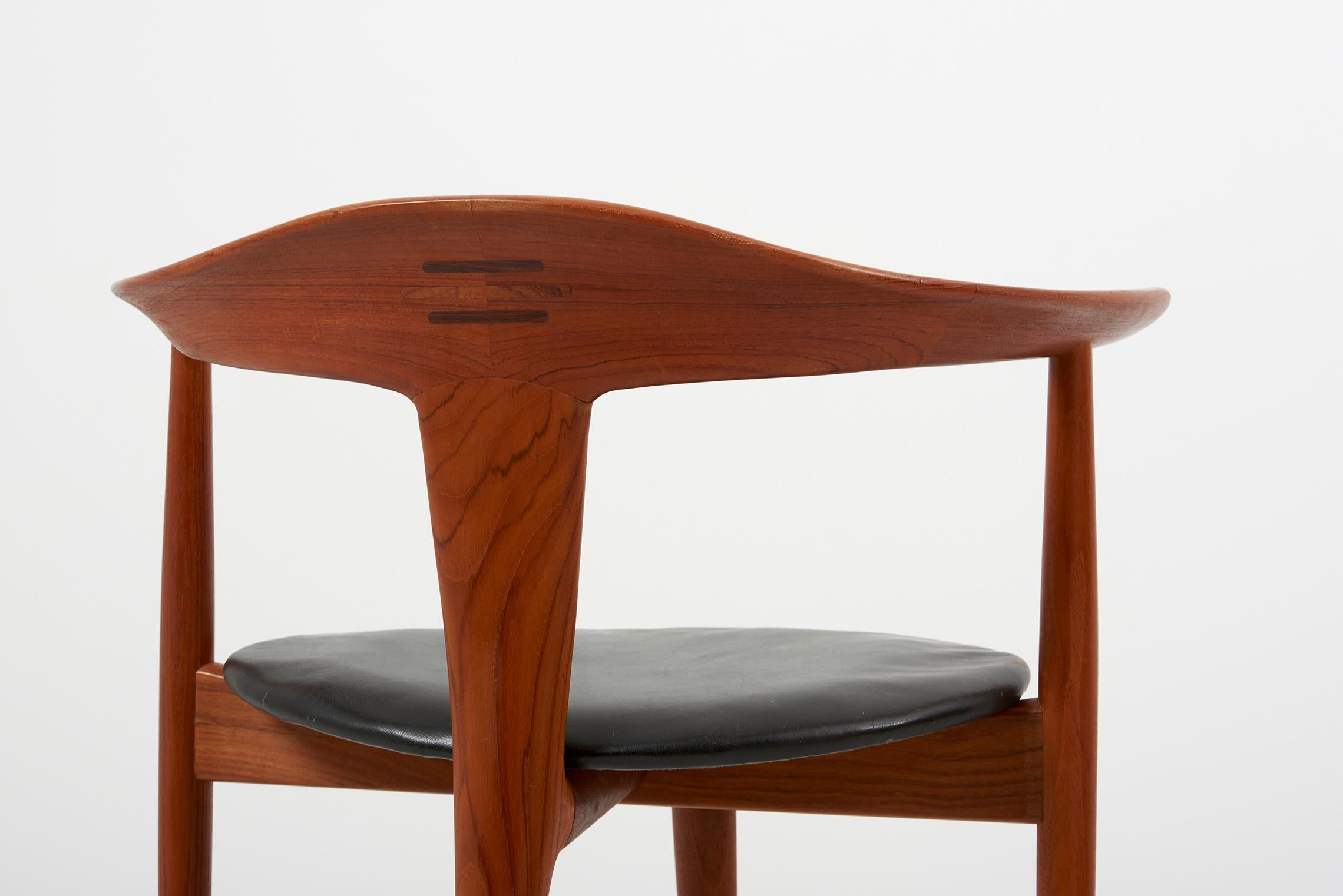 Erik Andersen & Palle Pedersen Chair in Teak, Leather for Randers, Denmark 1960s 1