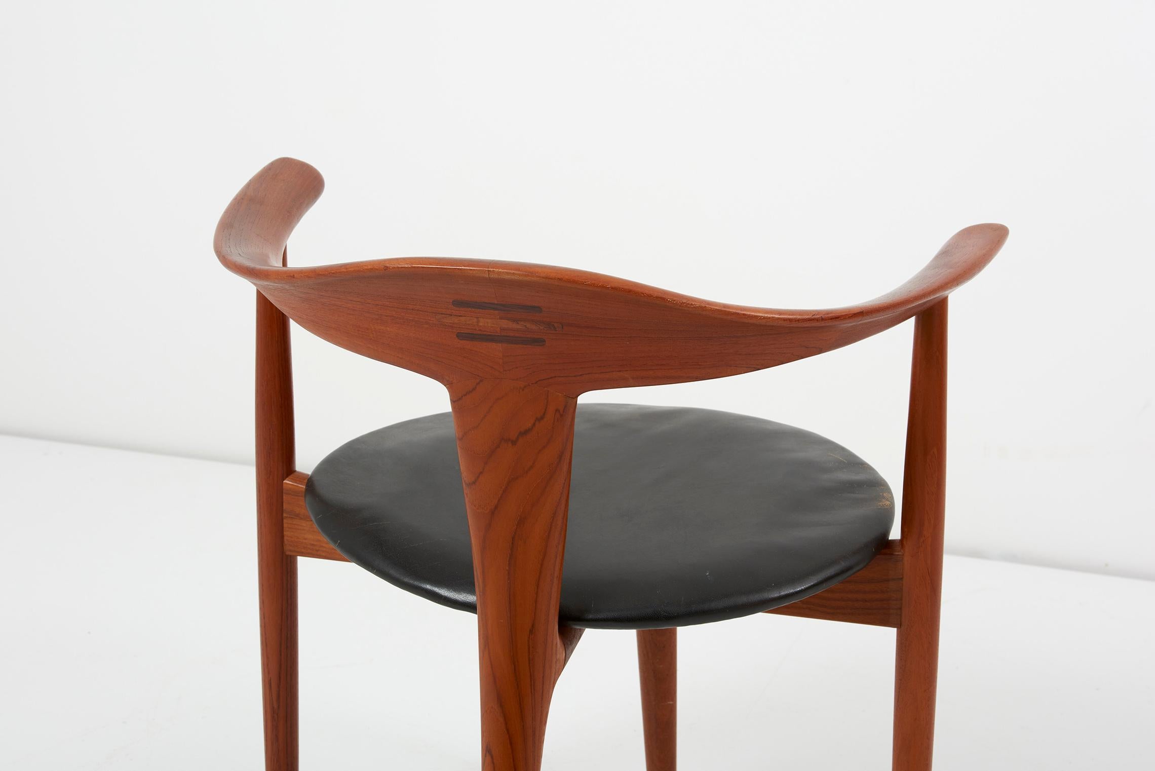 Erik Andersen & Palle Pedersen Chair in Teak, Leather for Randers, Denmark 1960s 2
