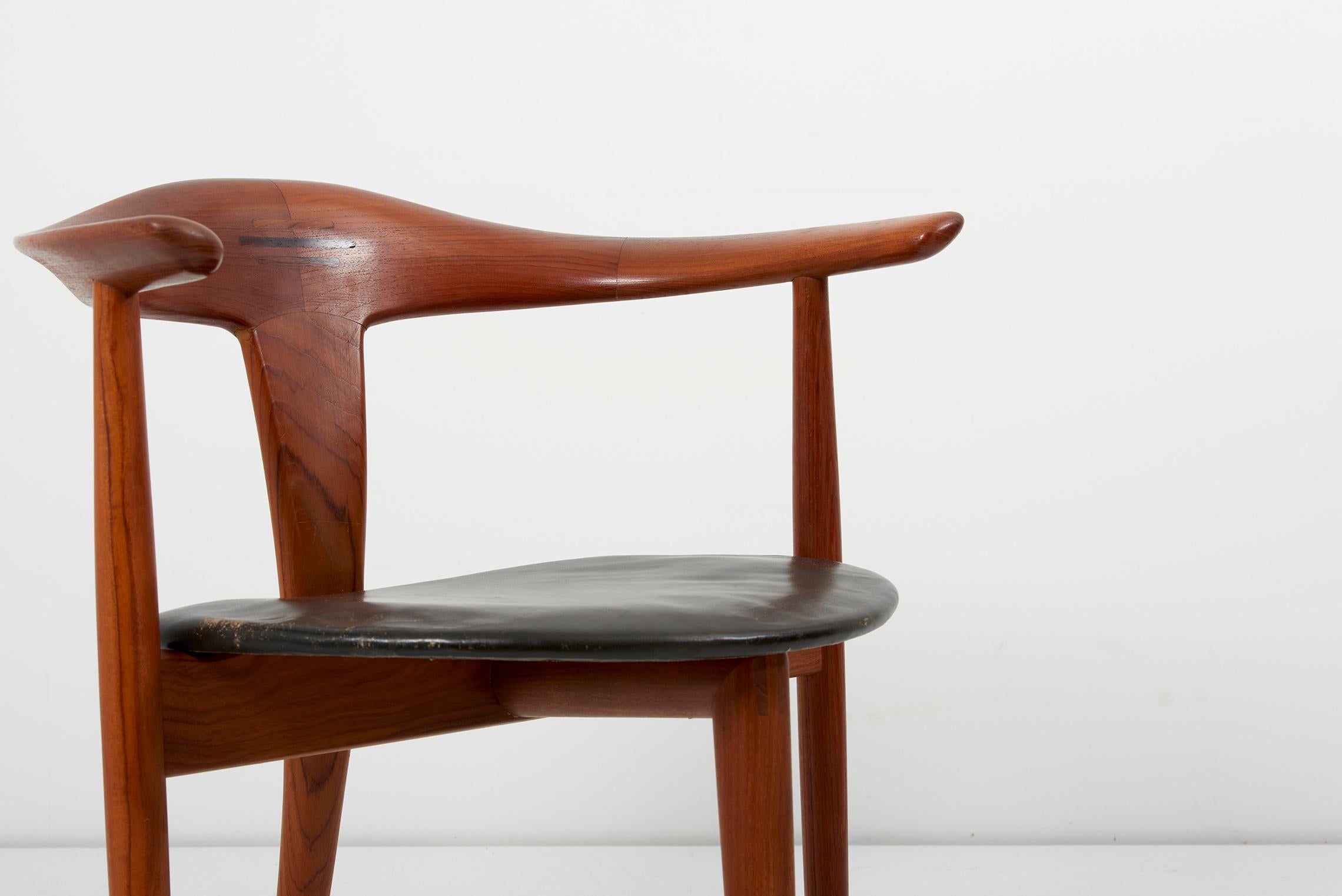 Erik Andersen & Palle Pedersen Chair in Teak, Leather for Randers, Denmark 1960s 3