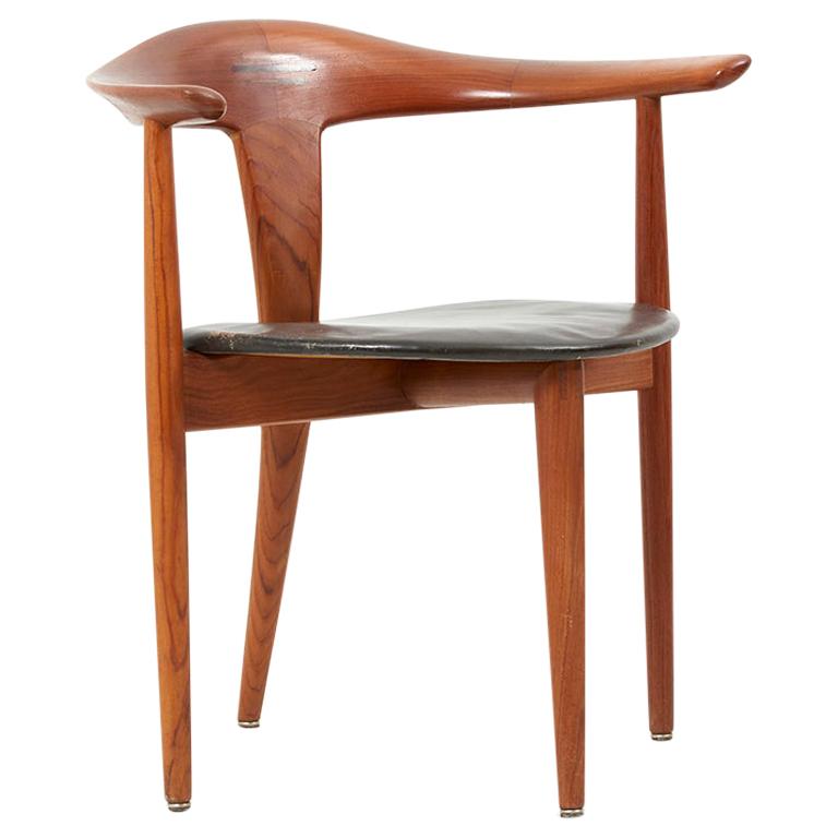 Erik Andersen & Palle Pedersen Chair in Teak, Leather for Randers, Denmark 1960s
