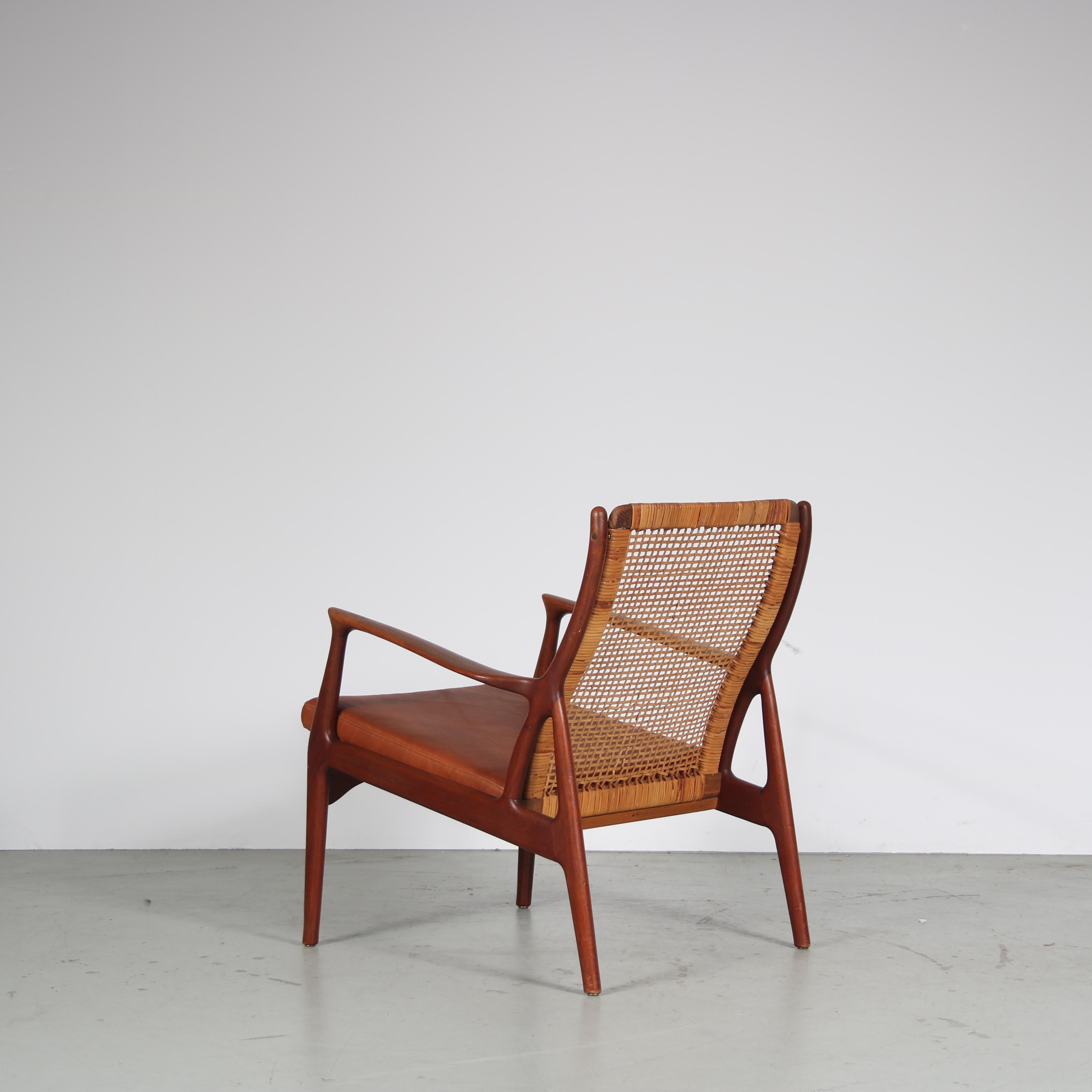 Leather Erik Andsersen Lounge Chair for Palle Pedersen, Denmark 1950